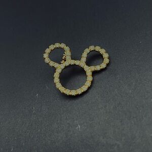 Mickey Gold Tone Rhinestone Brooch